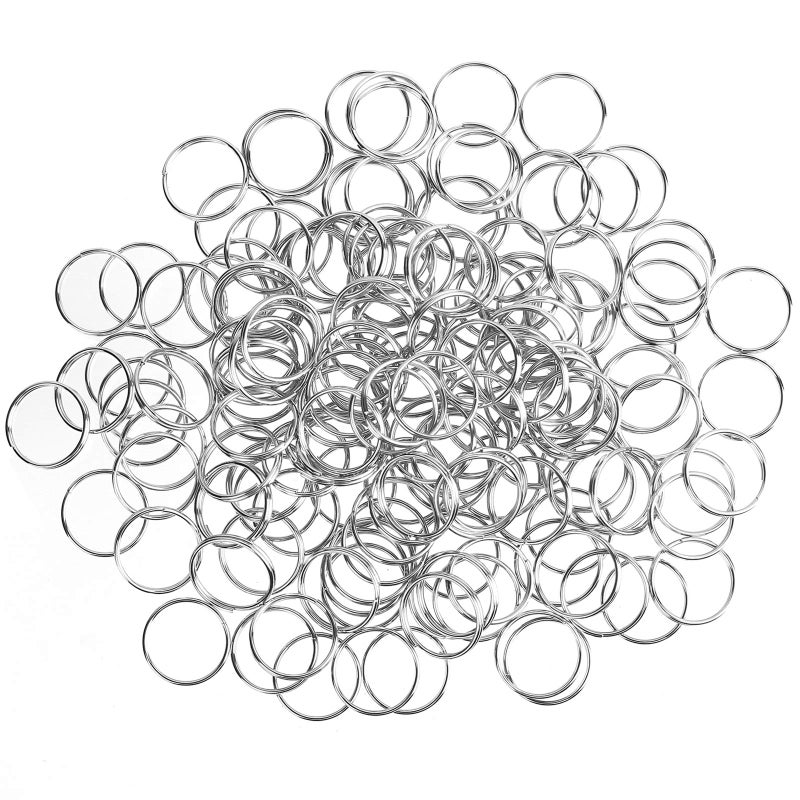 WUBOECE 300 PCS 14mm Metal Split Ring Nickel Plated Small Key Chain Ring Part for Connecting Clasps Charms Links and Ornament Crafts, Silver - Image 1